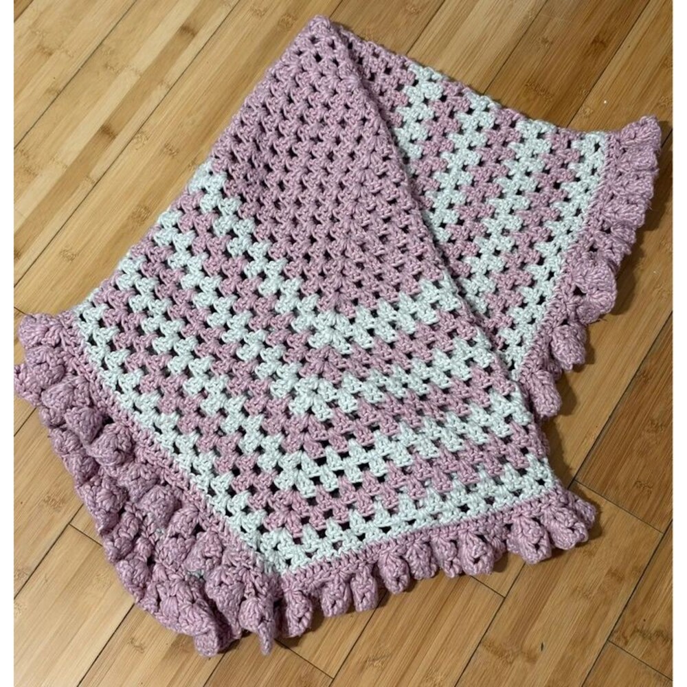 Handmade Afghan Baby Blanket 37” Dusty Rose